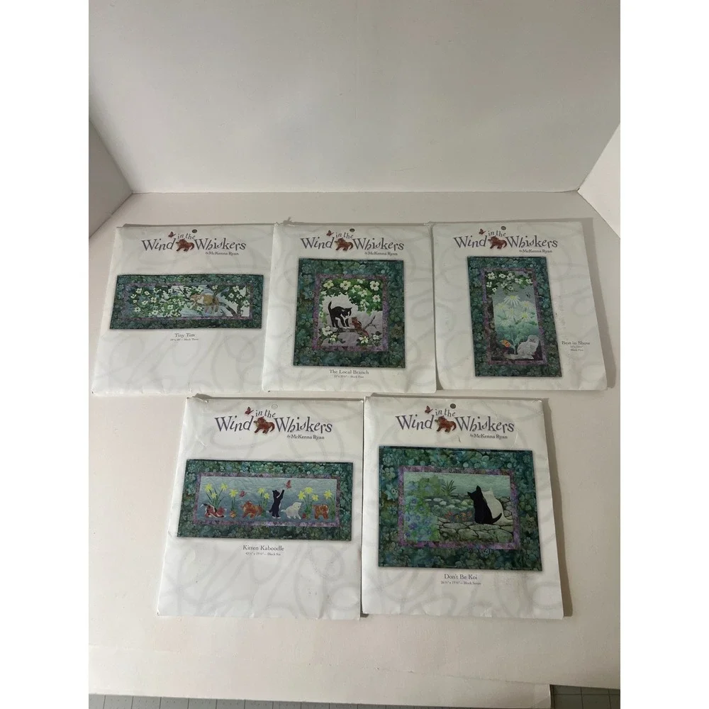 McKenna Ryan In the Wind and Whiskers Quilt Pattern Set Blocks 3-7 Cats Hoffman